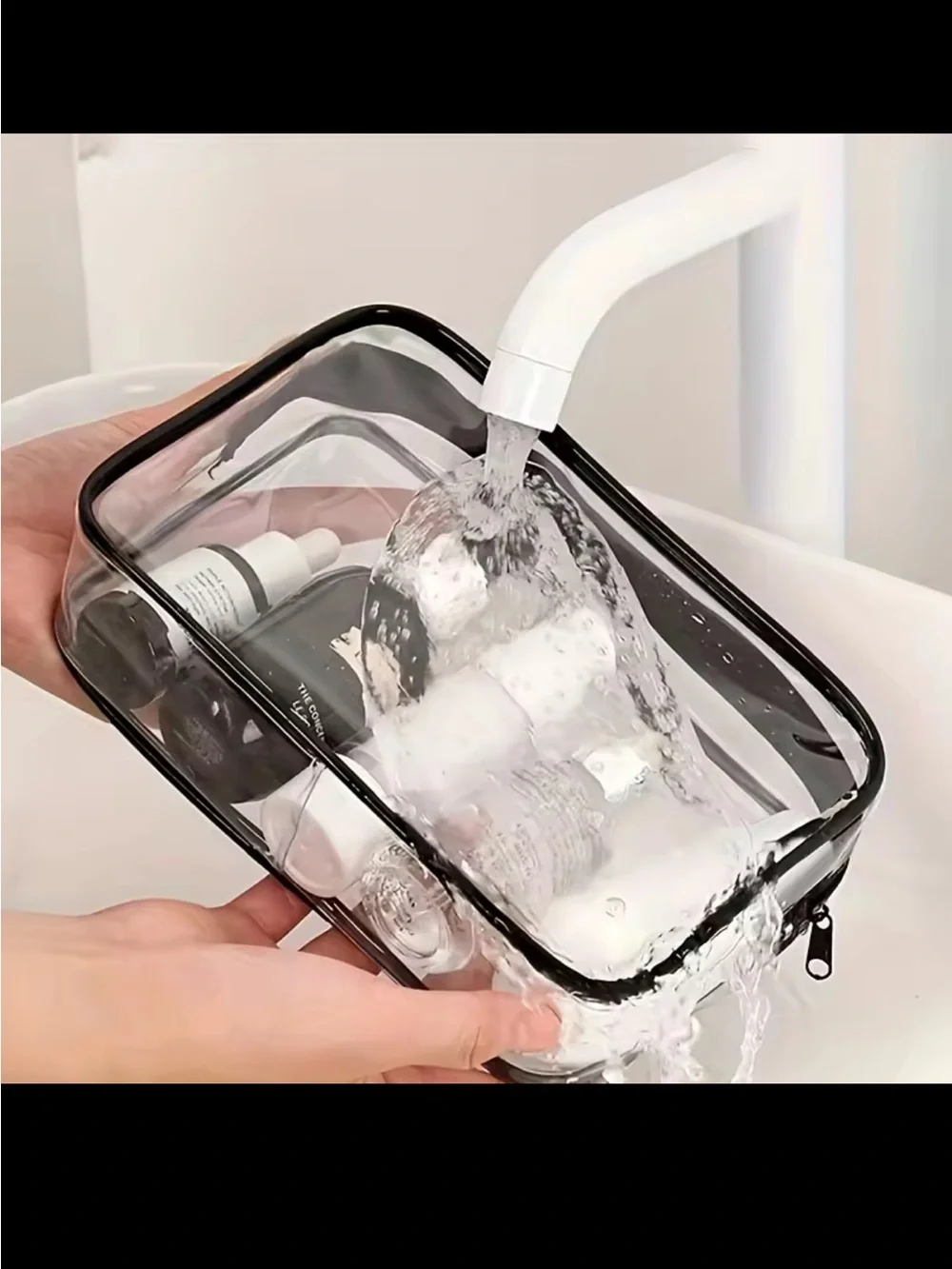 Clear Chargers Travel Pouch - Transparent Black Trim